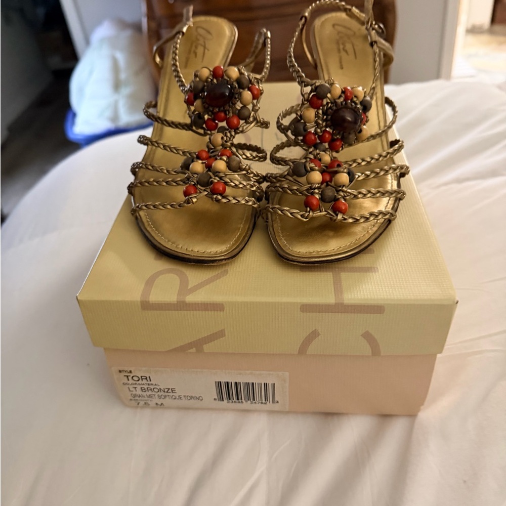 Bronze Beaded Women's Heels